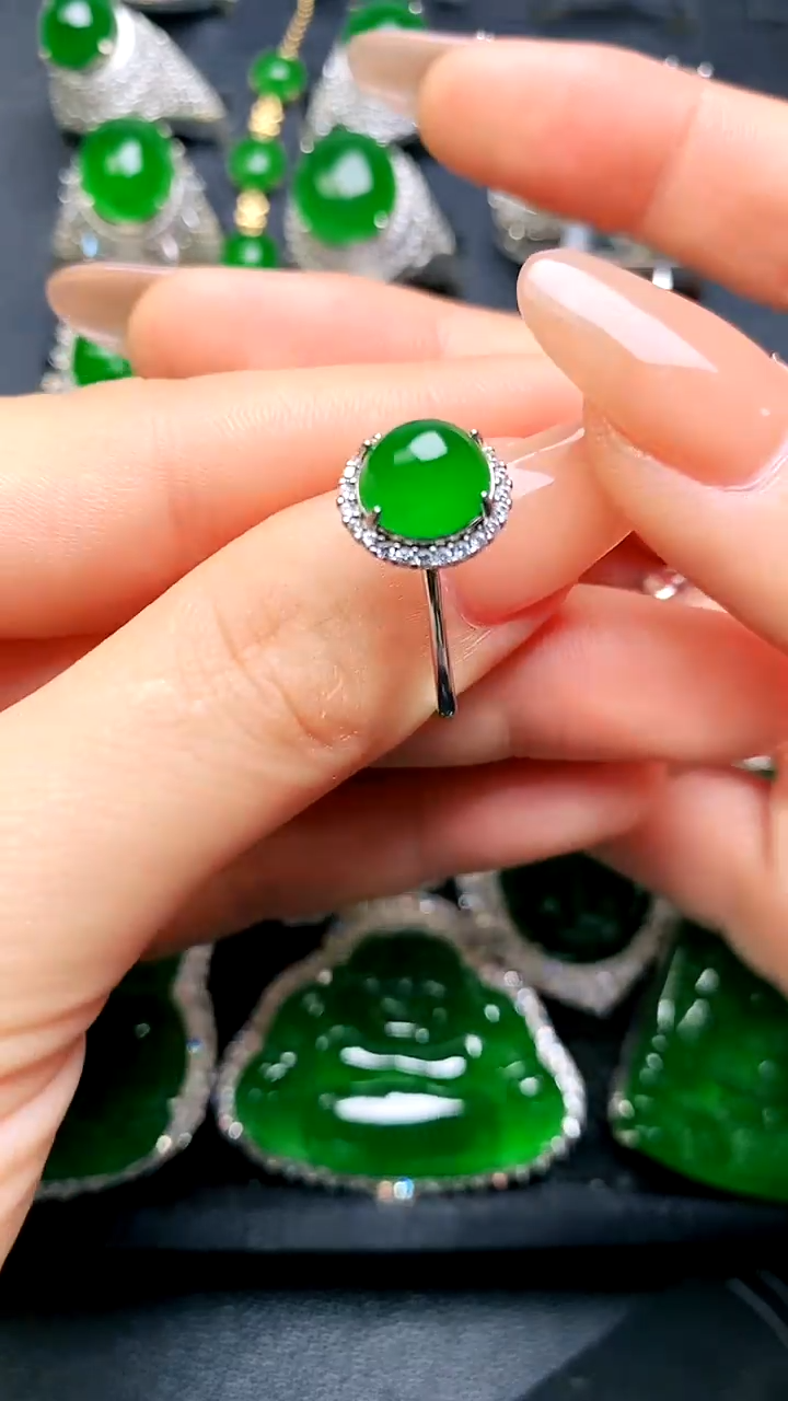 【闪购商品】翡翠戒指银S925镶嵌蛋面戒指
