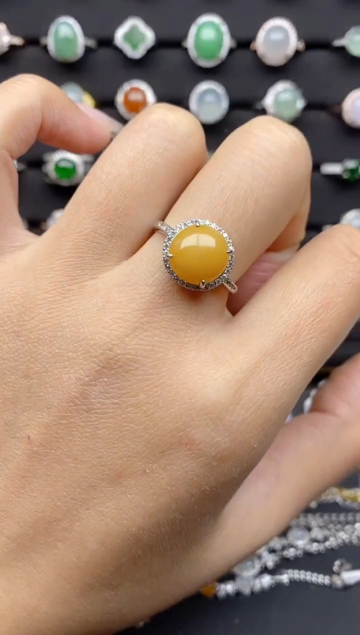 【闪购商品】翡翠戒指银S925镶嵌 S925银镶嵌翡翠戒指