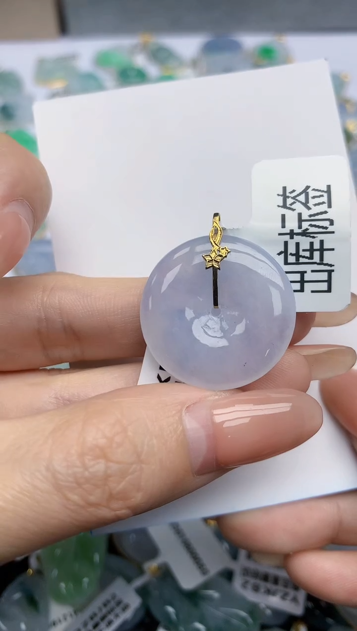 【闪购商品】翡翠挂件18K金镶嵌天然翡翠A货