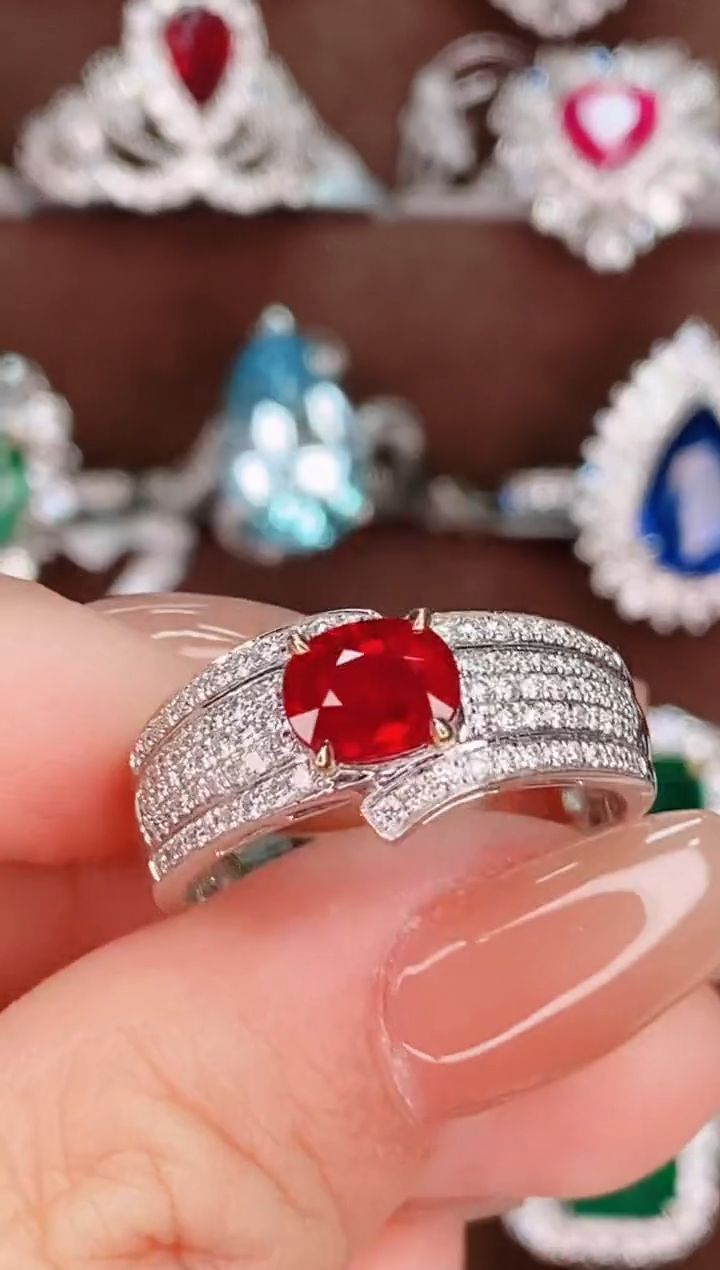 【闪购商品】红宝石18K金戒指18K金镶嵌1.1克拉