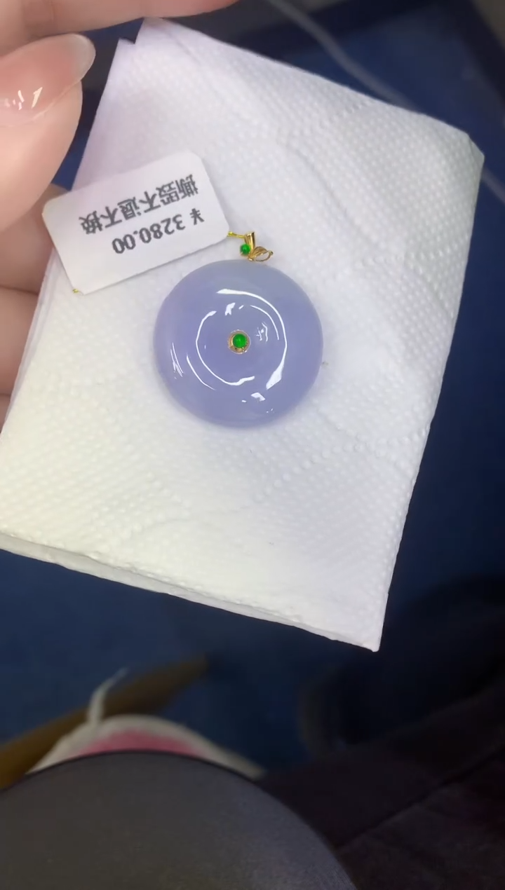 颈饰18K金镶嵌翡翠缅甸天然翡翠A货