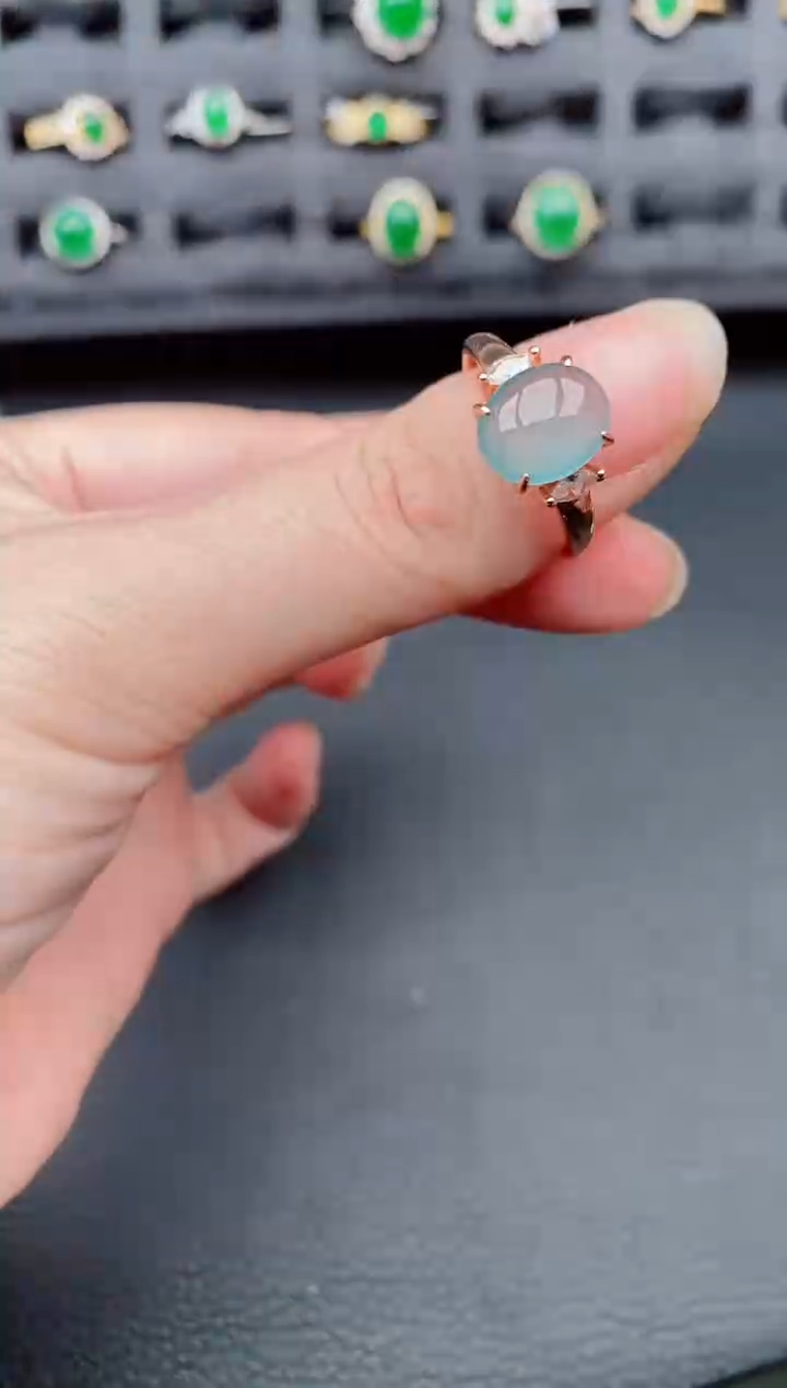 银S925镶嵌戒指翡翠天然a货翡翠247