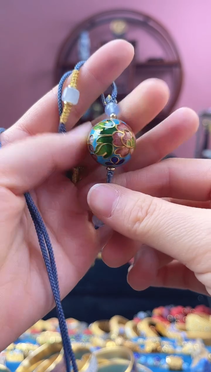 非遗 景泰蓝 2cm吊坠 天蓝