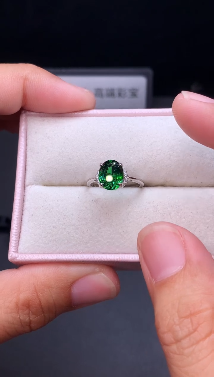 银S925镶嵌戒指碧玺11