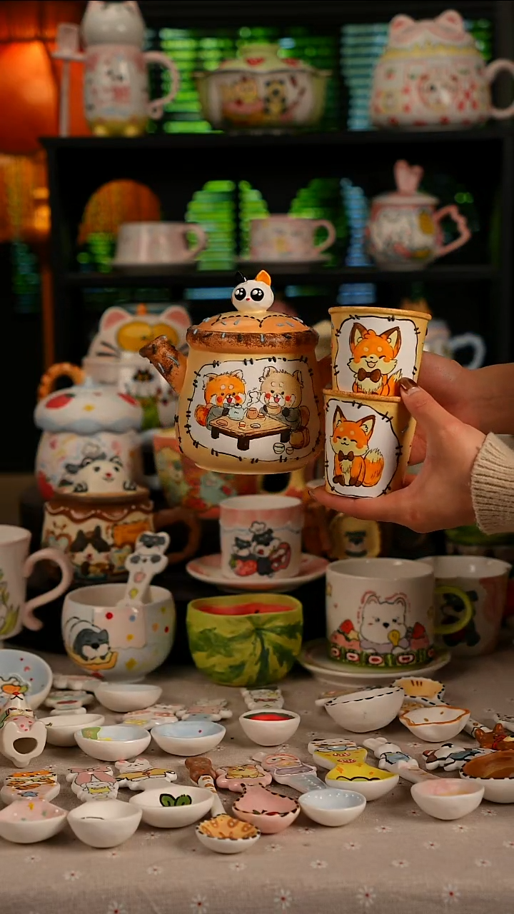 陶瓷无盖款景德镇高温釉下彩纯手绘创意瓷 