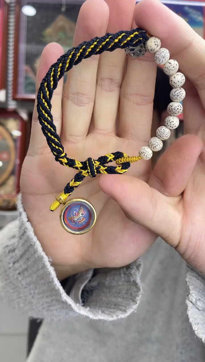 手链三只眼药泥擦擦 黑cc 纯手绘唐卡（非质量问题 不退不换）手绳