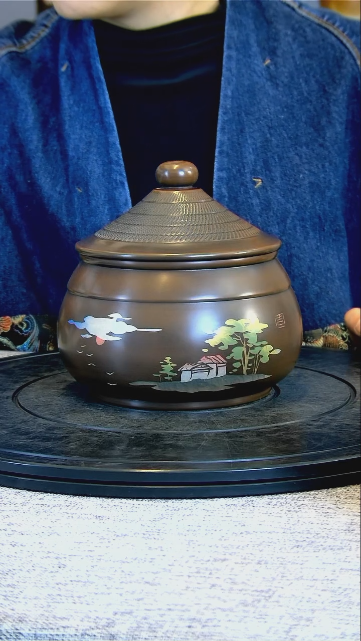 【闪购商品】建水全手工紫陶茶罐精磨083