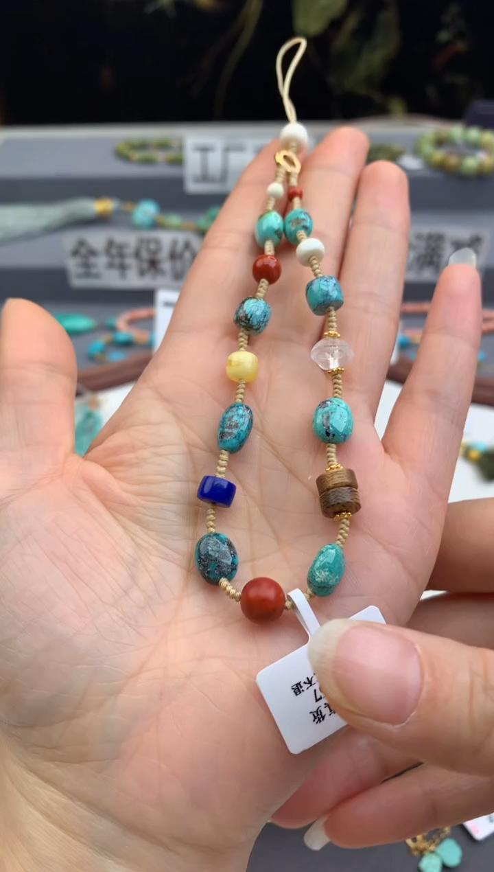 未镶嵌绿松石手机链茜.F204