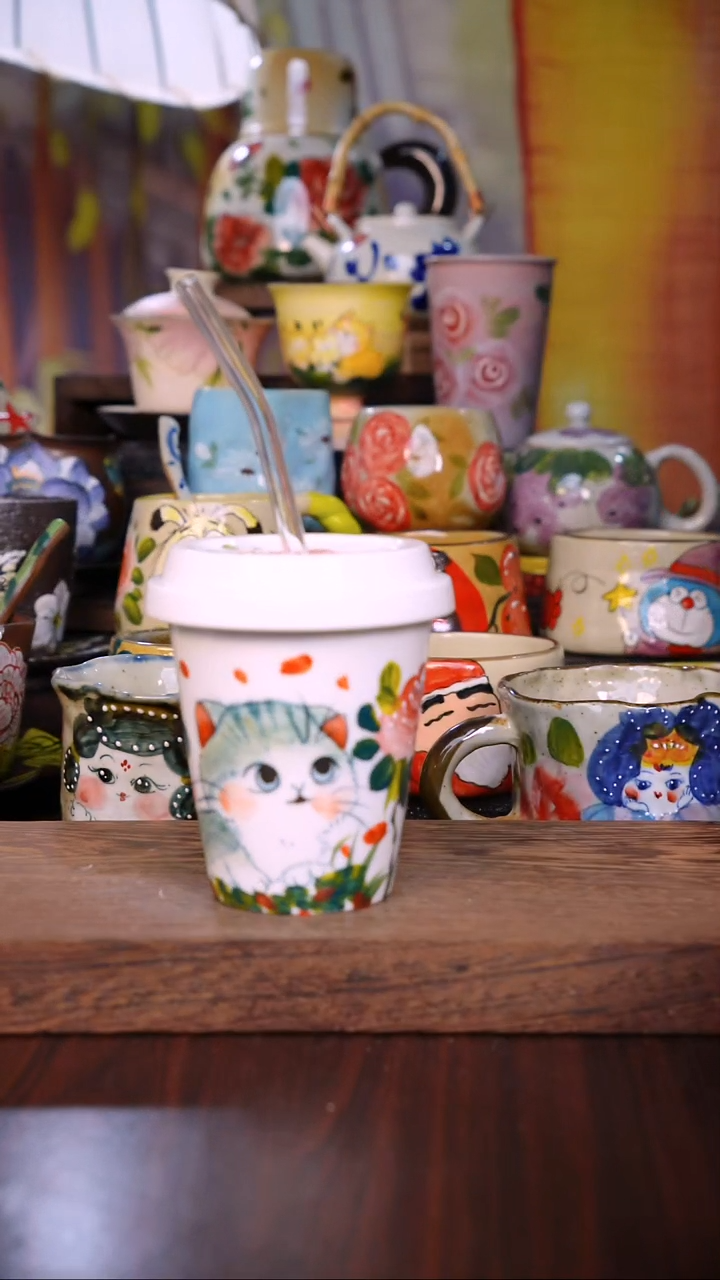 杯子陶泥垚手作 景德镇手工手绘陶瓷器物