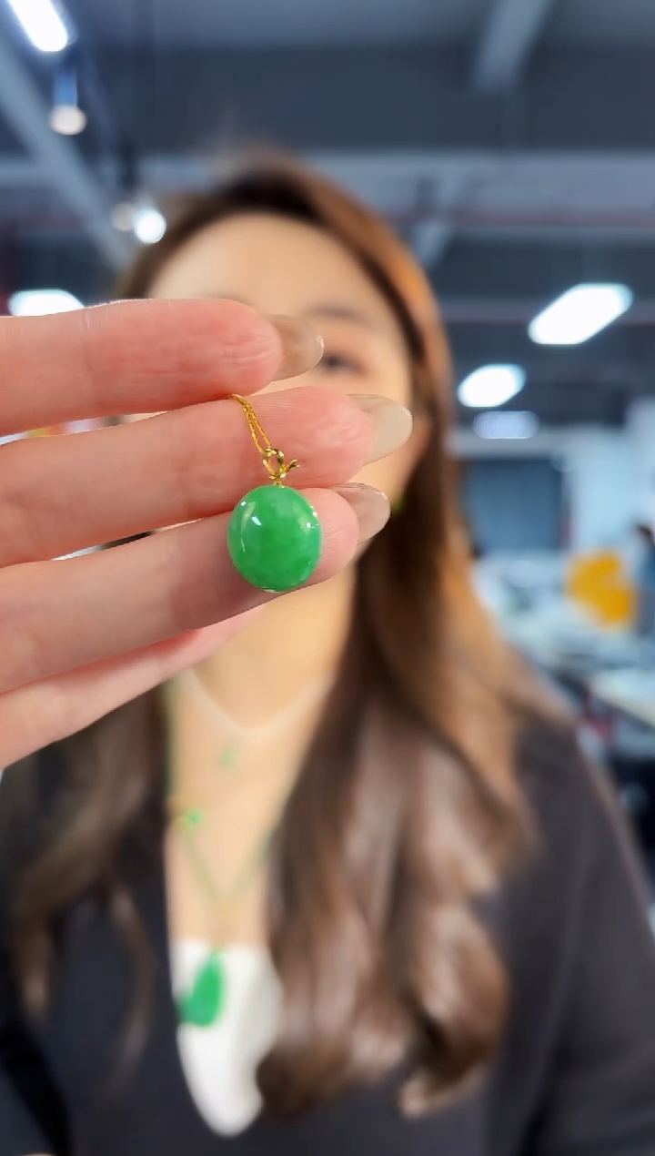 【闪购商品】翡翠颈饰18K金镶嵌缅料A货/支持复检/一件