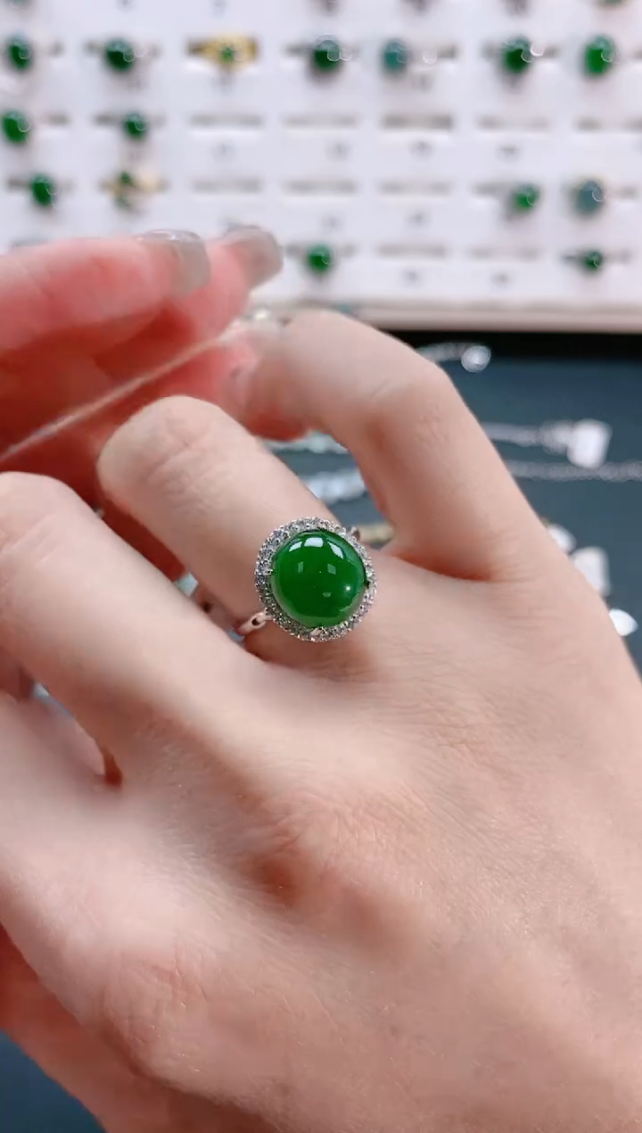 【闪购商品】翡翠戒指银S925镶嵌天然翡翠