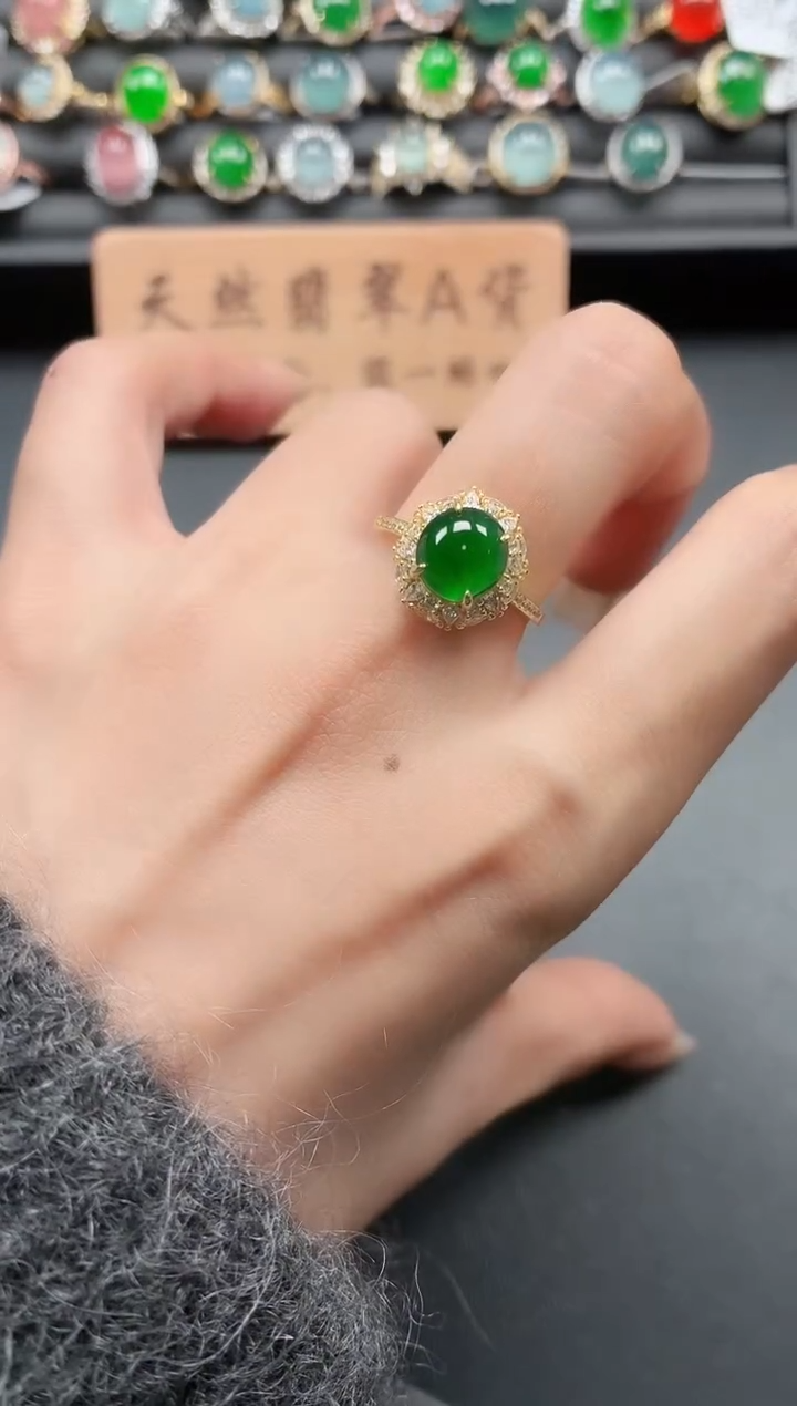 银S925镶嵌戒指翡翠11111