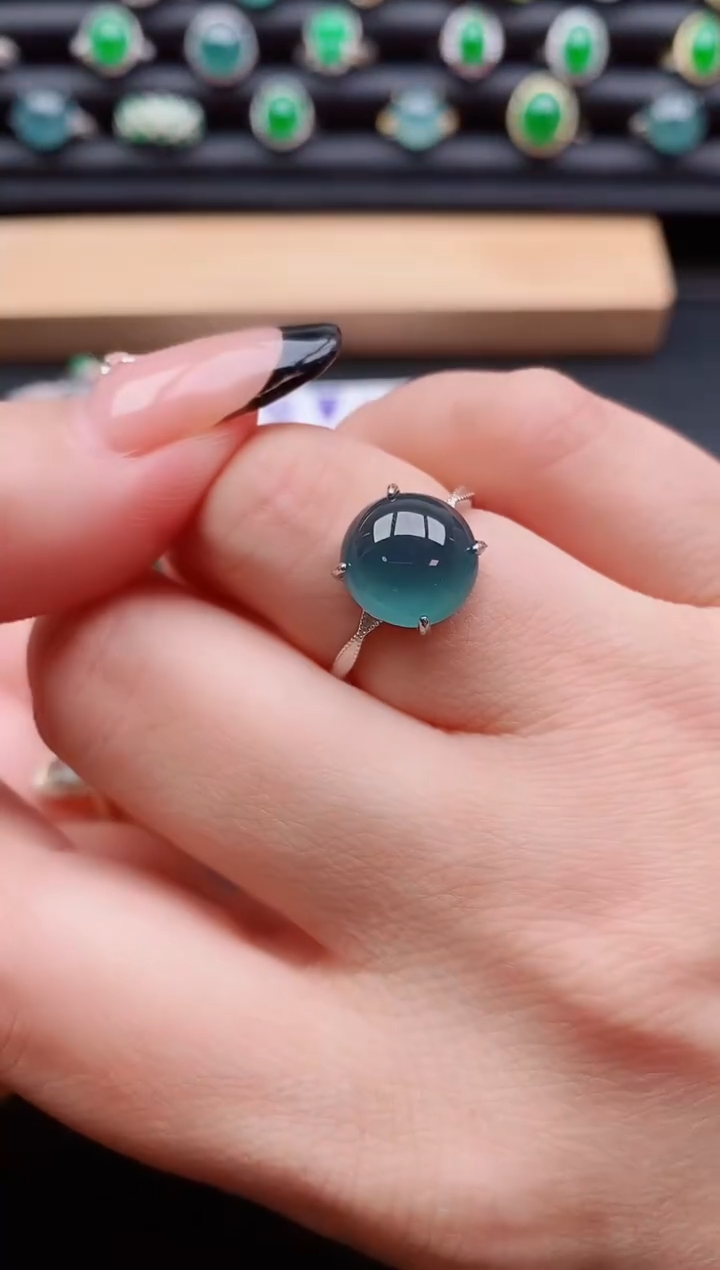 银S925镶嵌戒指翡翠1