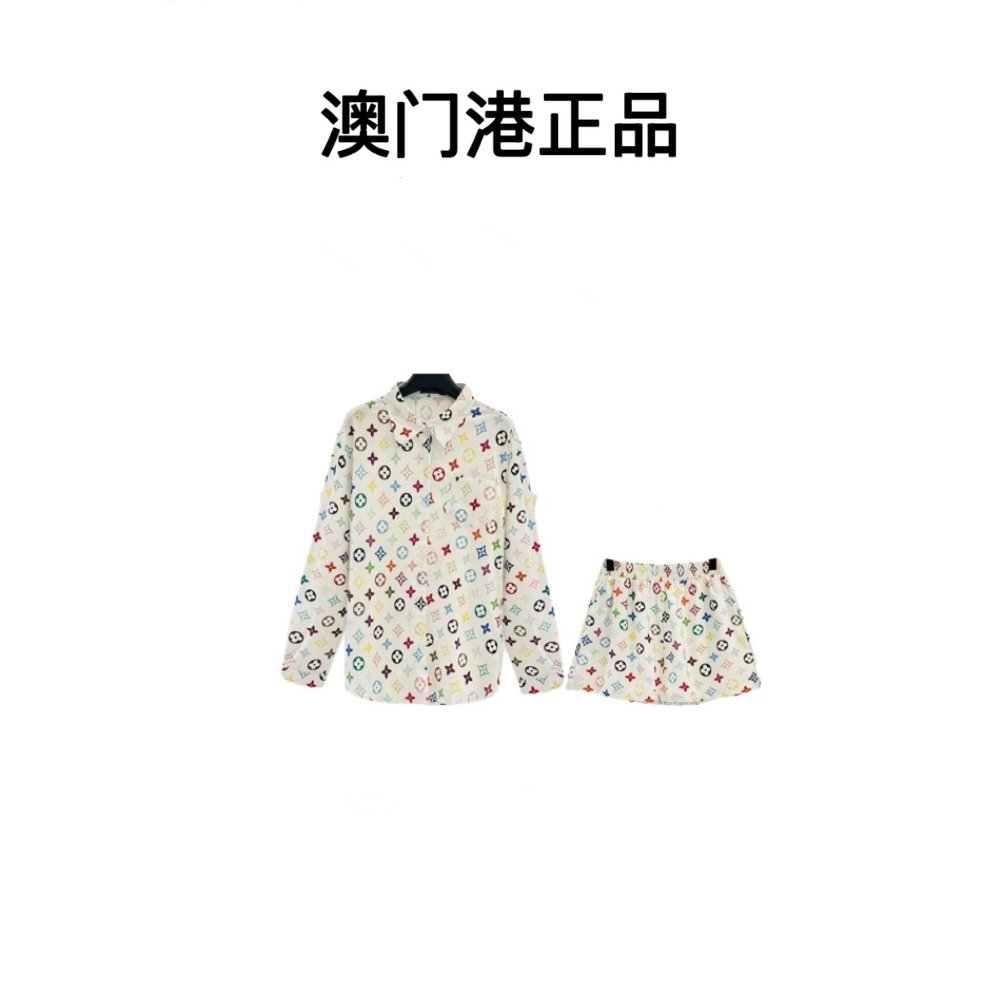 【澳门港正品】轻薄白色印花防晒衫套装2025新款长袖宽松大码S801