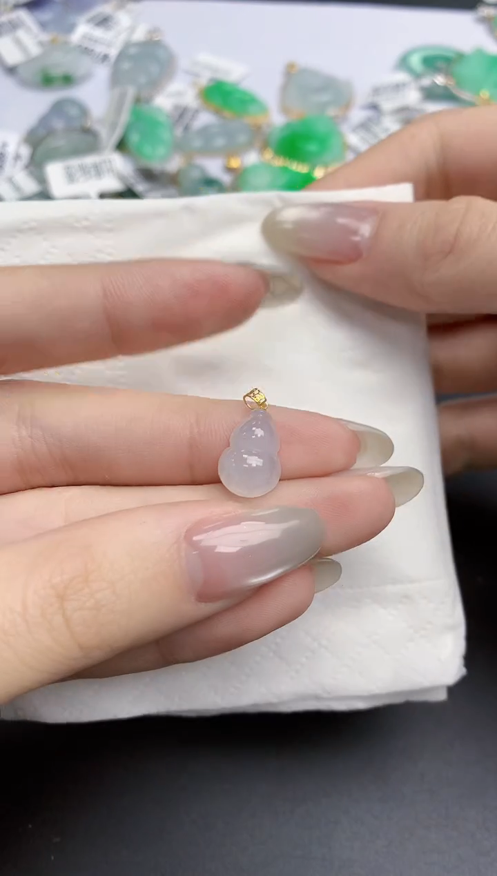 【闪购商品】翡翠颈饰18K金镶嵌天然缅甸翡翠A货