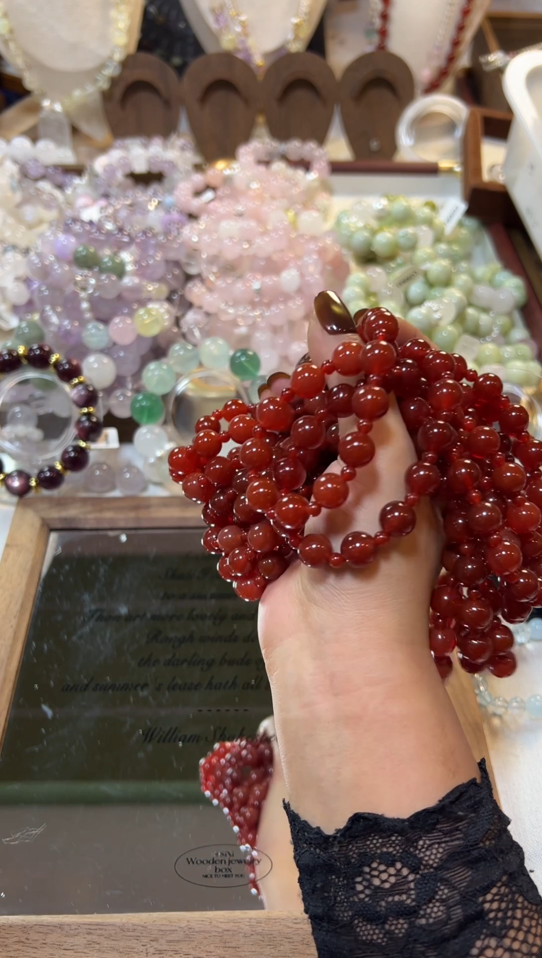 未镶嵌手串玛瑙/玉髓红玛瑙双圈天然水晶