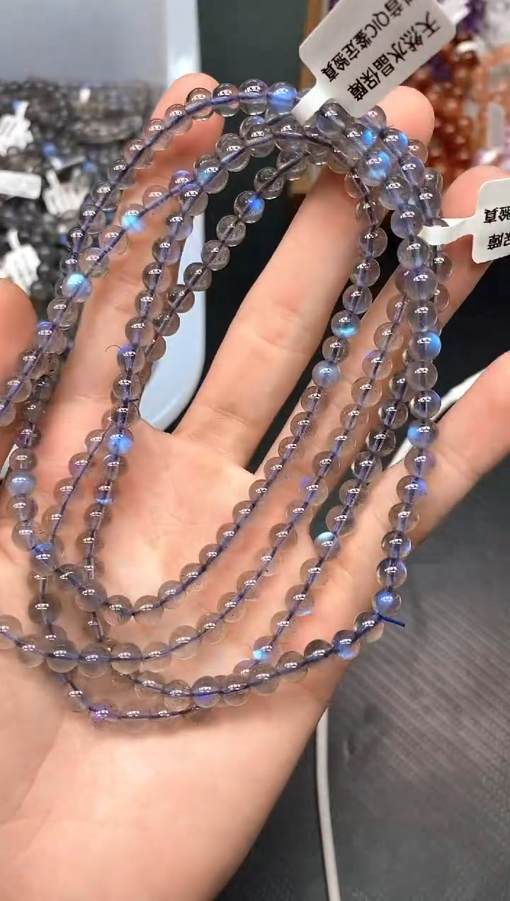 未镶嵌手串拉长石A8灰月光多圈5mm 多样性发其一