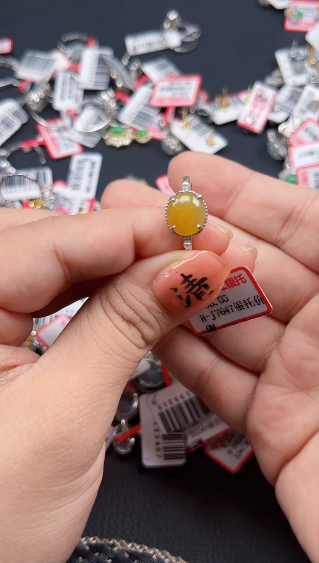 银S925镶嵌戒指翡翠天然A货缅甸翡翠