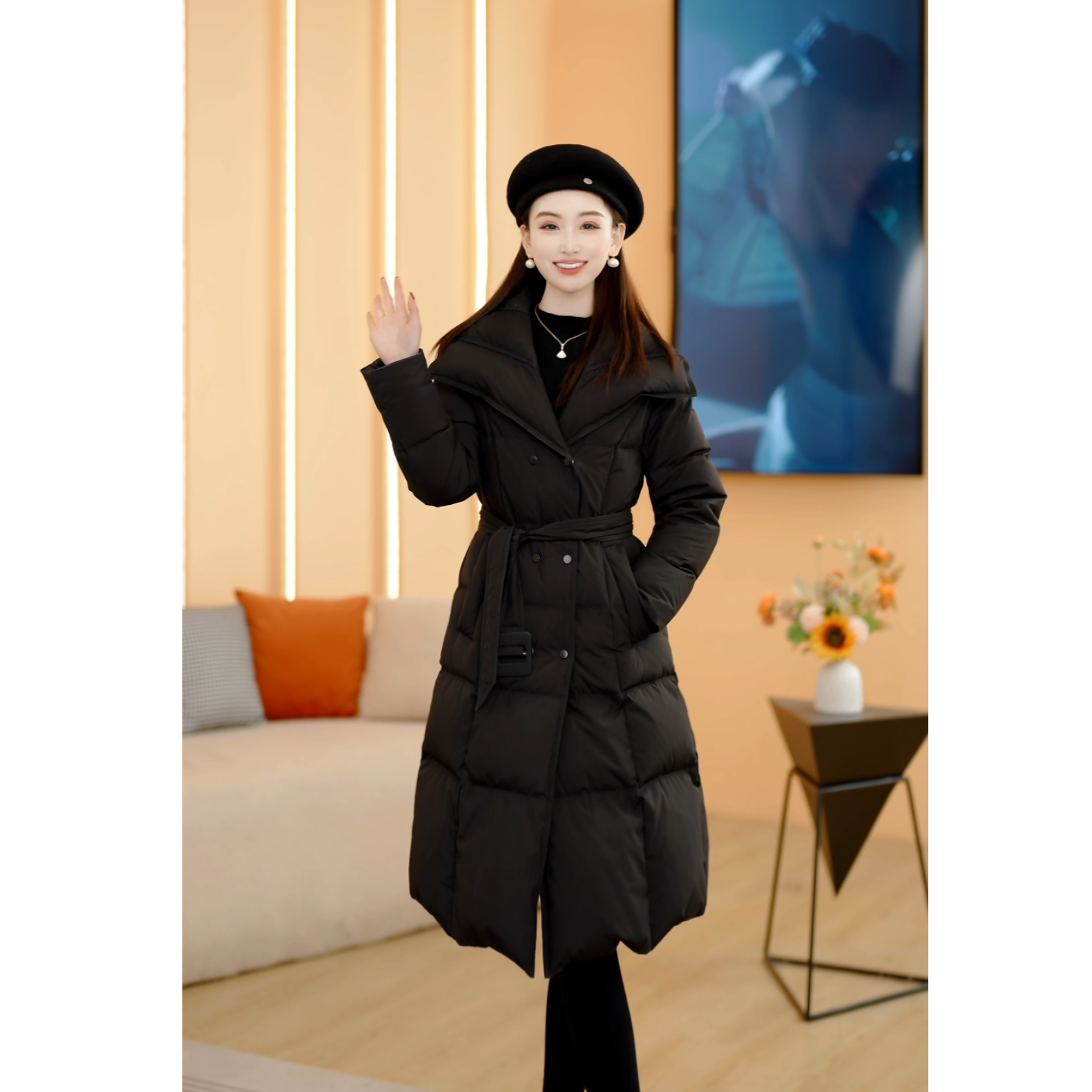 鸭鸭轻奢羽绒服冬季中长款修身洋气保暖加厚时尚YE3B630353U