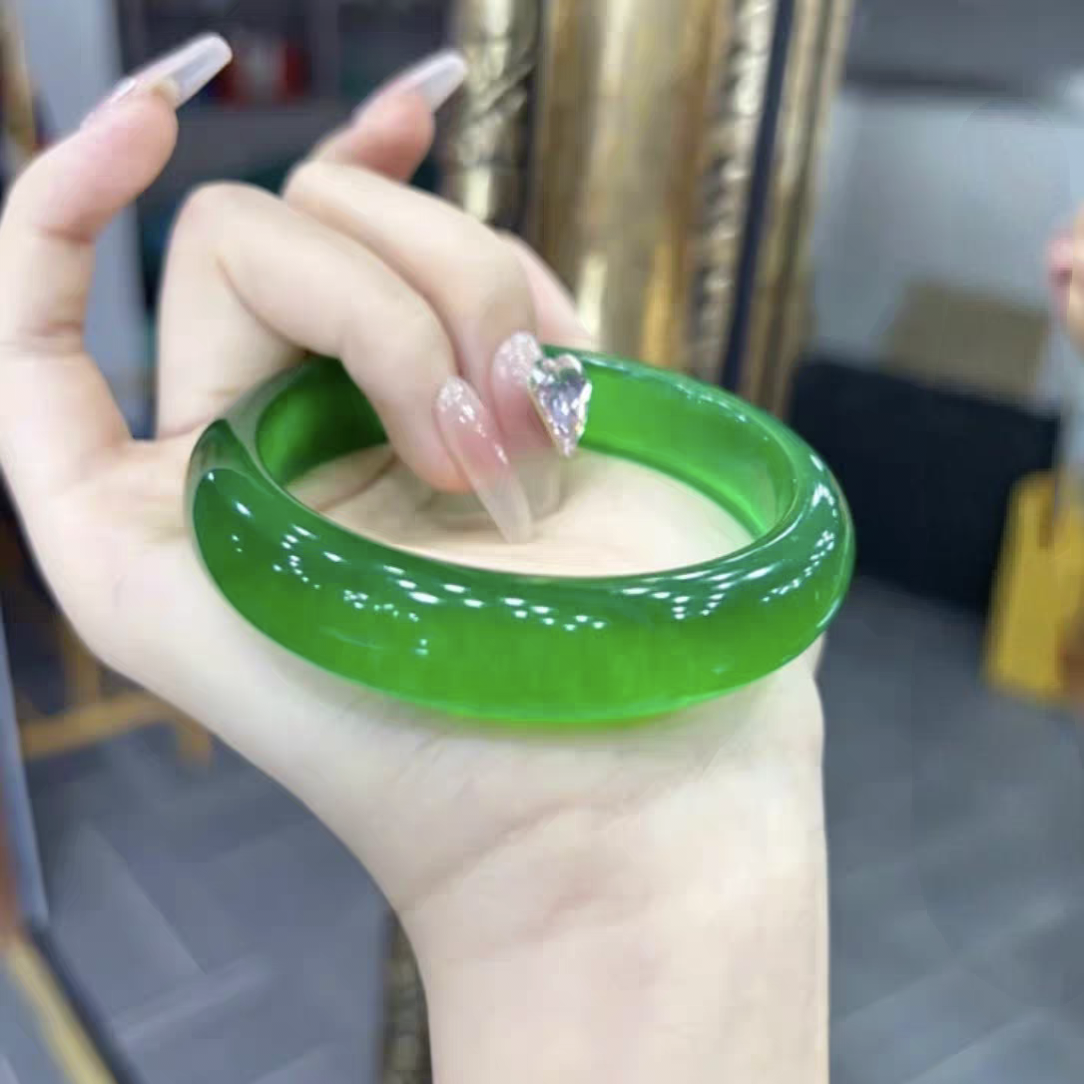 1624号精品满绿色正圈手镯正品