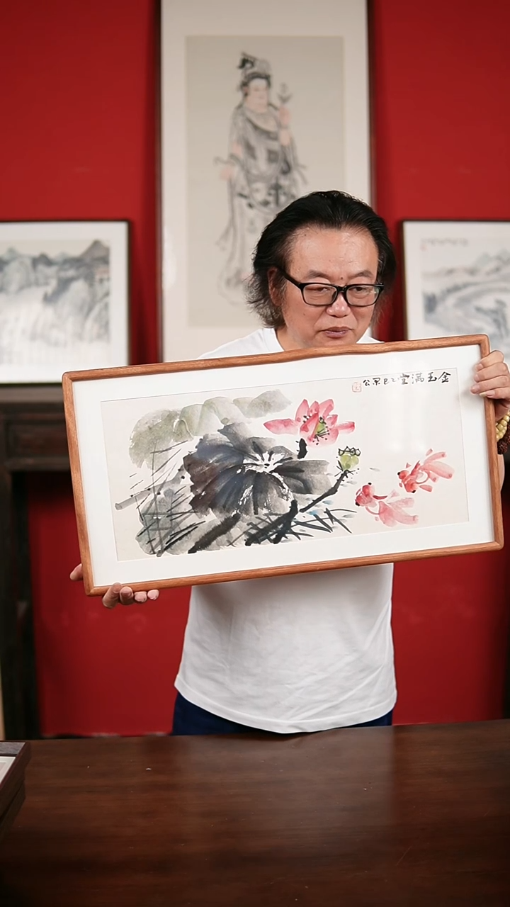 国画手绘手写-33*66带框