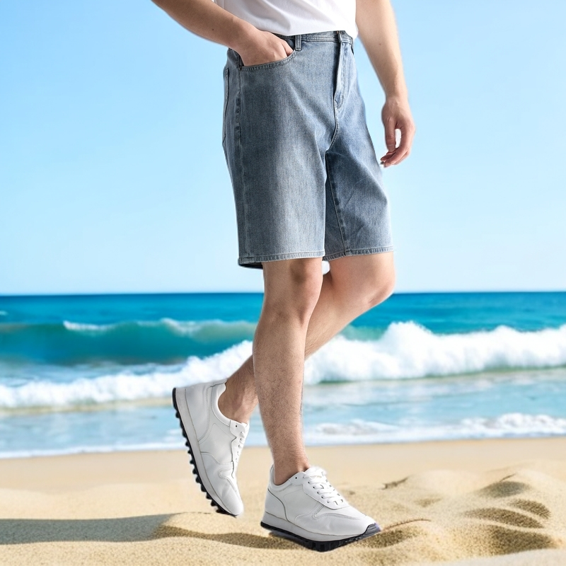 利郎【高级复古】宽松短裤水洗夏季中裤直筒牛仔裤男五分裤男士短裤