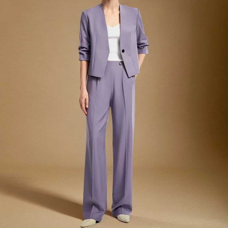 GXO轻薄绵羊毛新款无领收腰夏季西服女TZ0009薄款正装