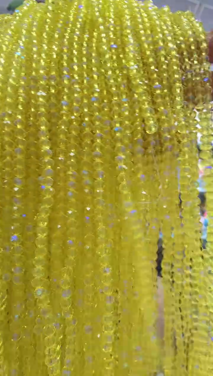 玻璃0657卡4水晶扁10条微光彩柠檬黄