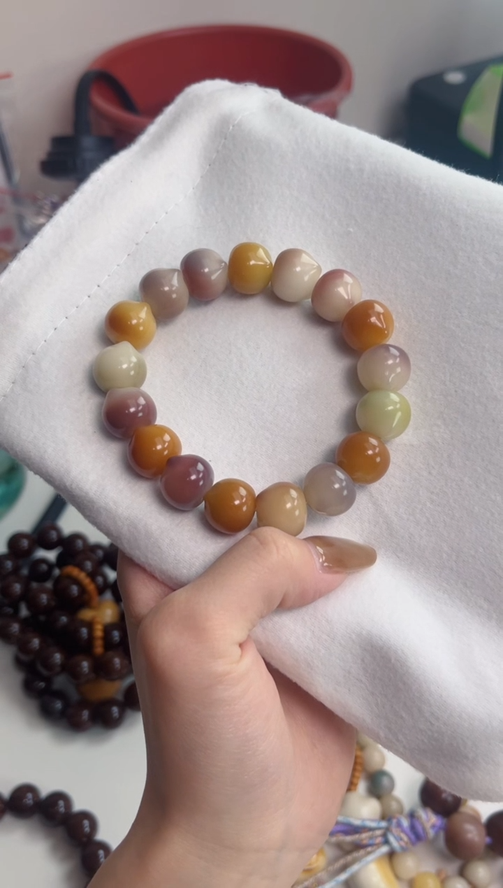 手串菩提根/象牙果y63紫美人玉化猫猫头14mm手串