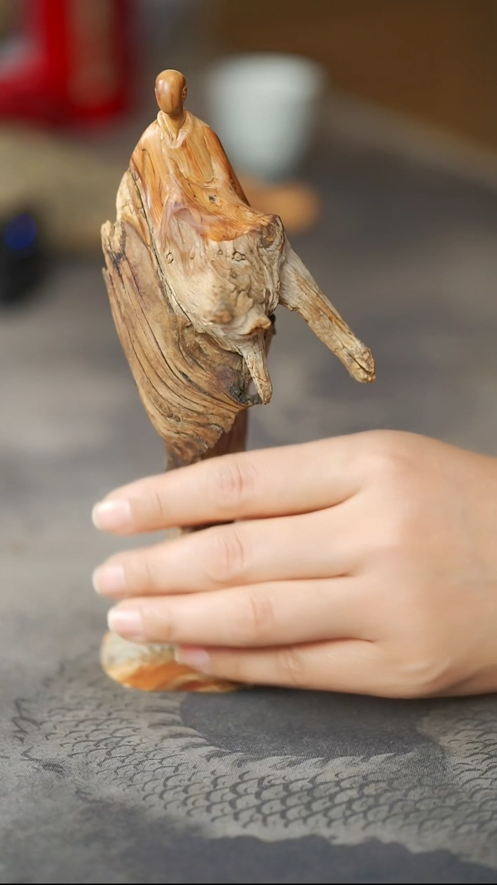 柏木（崖柏）淳化黑油手作无相摆件074