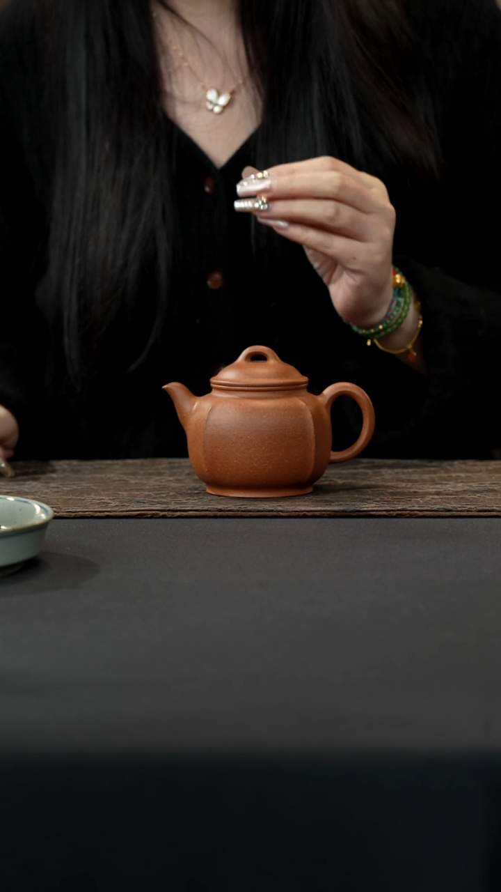 【闪购商品】紫砂茶壶全手四方宫灯壶桃花泥