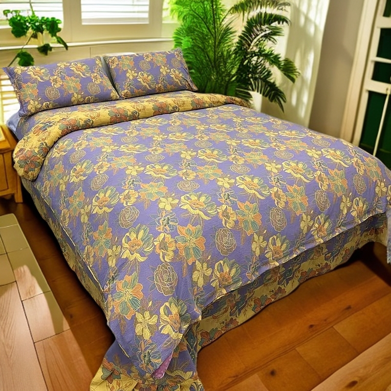 亲肤棉双层纱被罩--金彩花韵新款爆款高级感高颜值高质量正版柔软