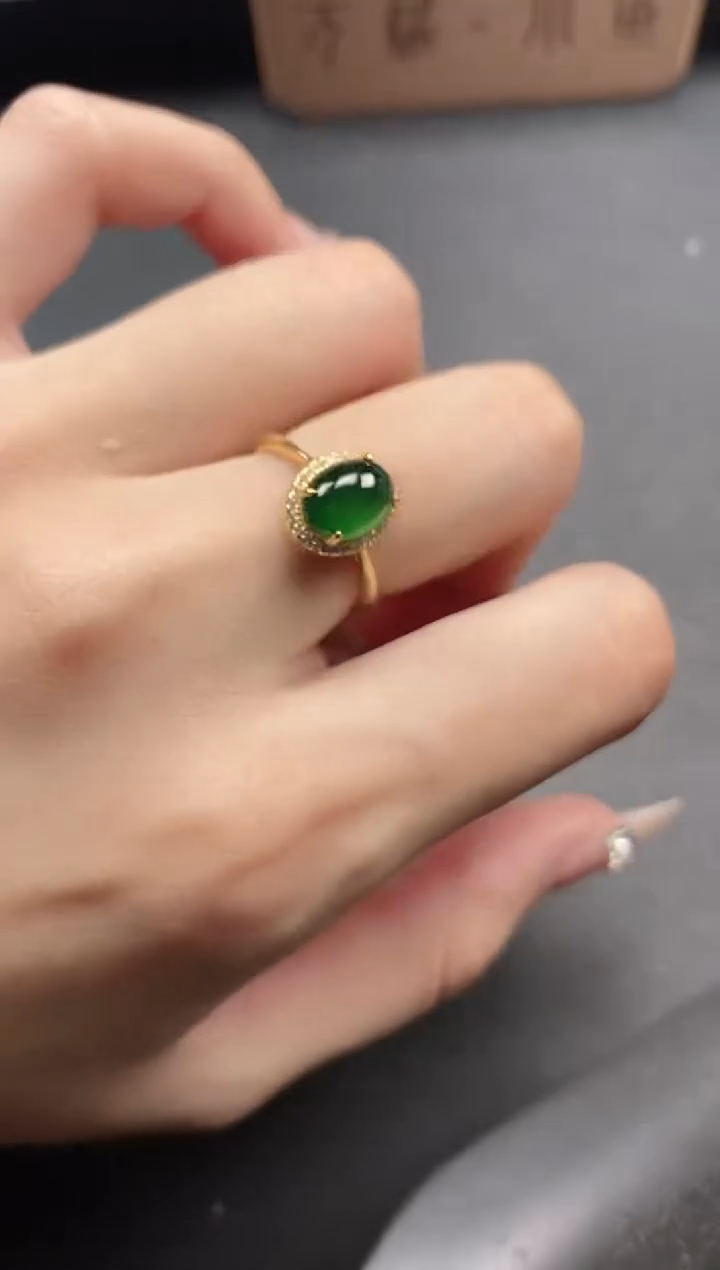 银S925镶嵌戒指翡翠51511