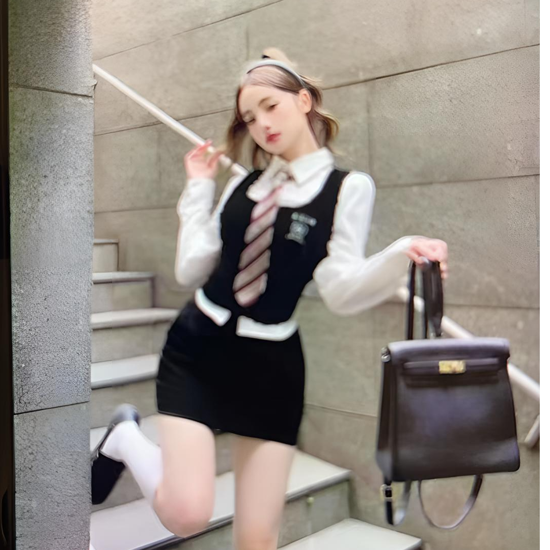 学院风时尚套装气质百搭两件套女装4364