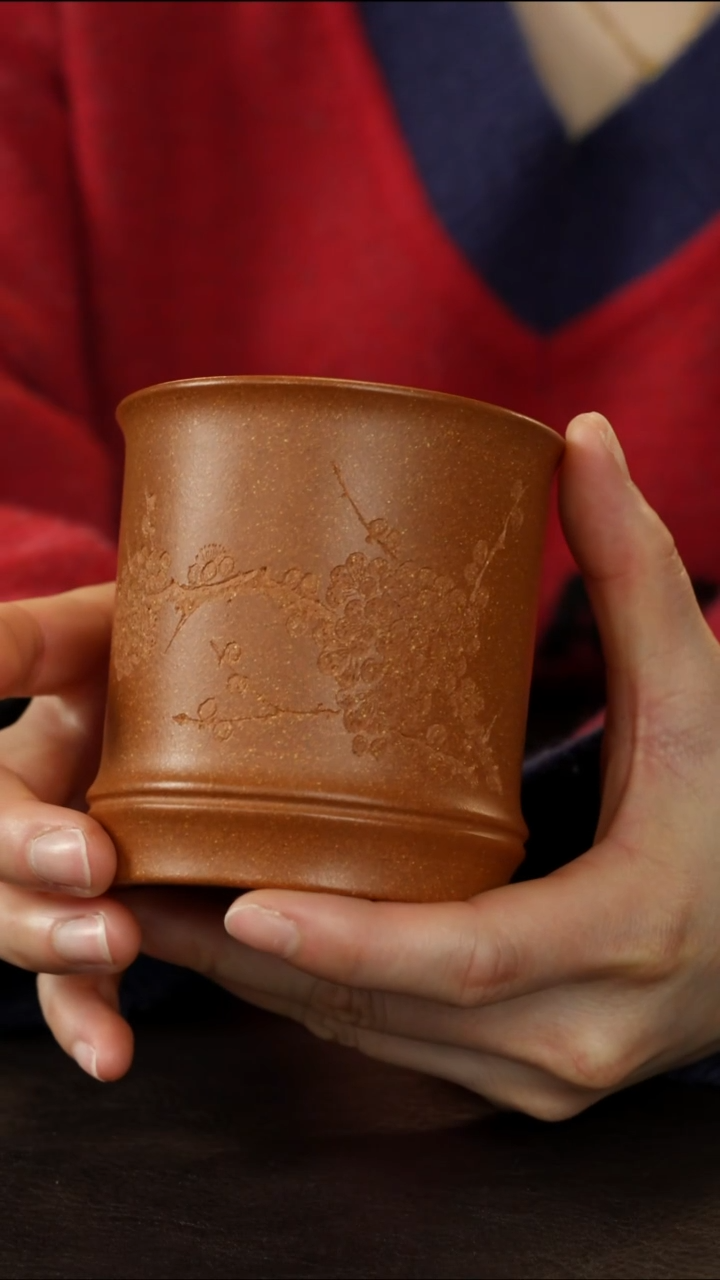 茶杯紫砂黄降坡 竹节杯 200cc