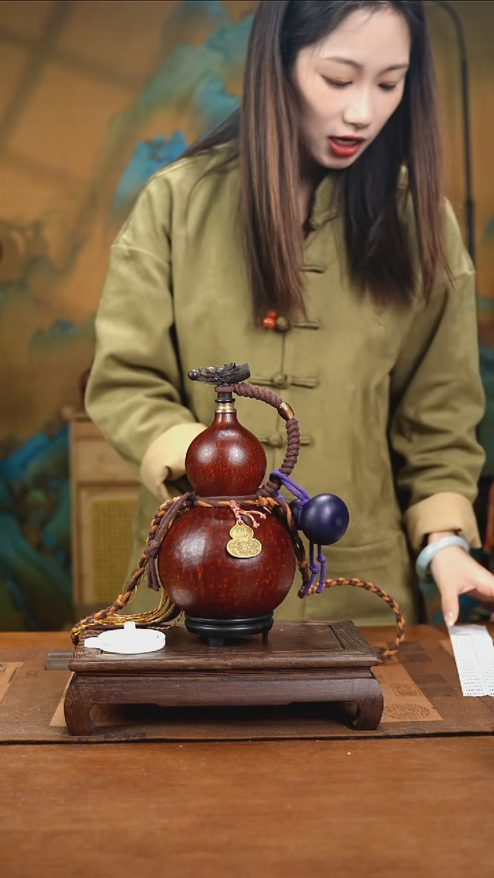 YD060精品藏绳款天然酒葫芦（一物一拍）+小手捏