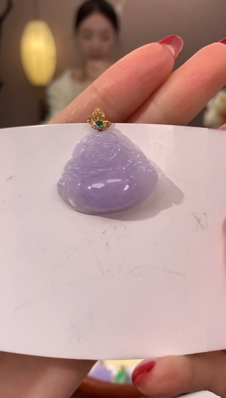 【闪购商品】翡翠颈饰18K金镶嵌天然缅甸a货翡翠