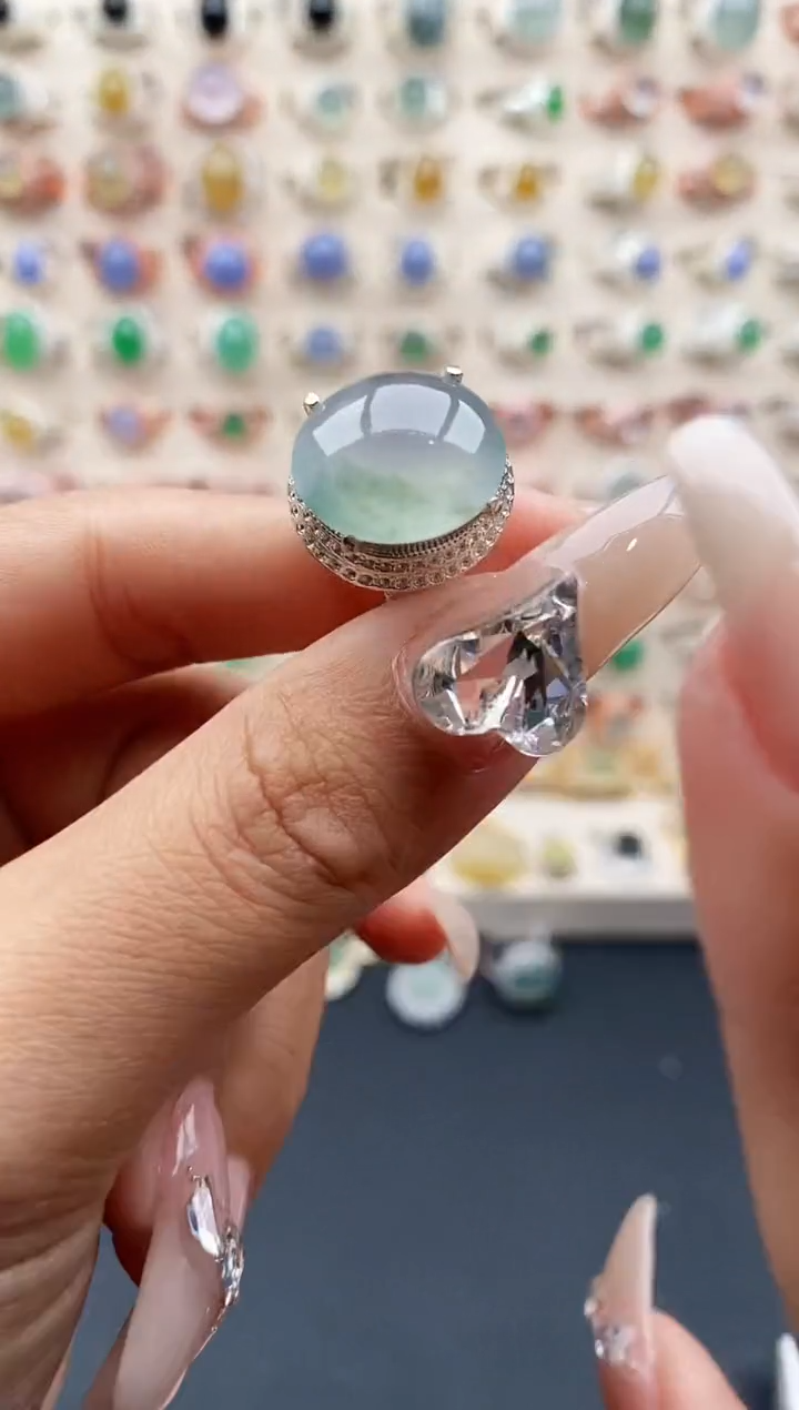 【闪购商品】翡翠戒指未镶嵌 缅甸天然A货翡翠444  9+7