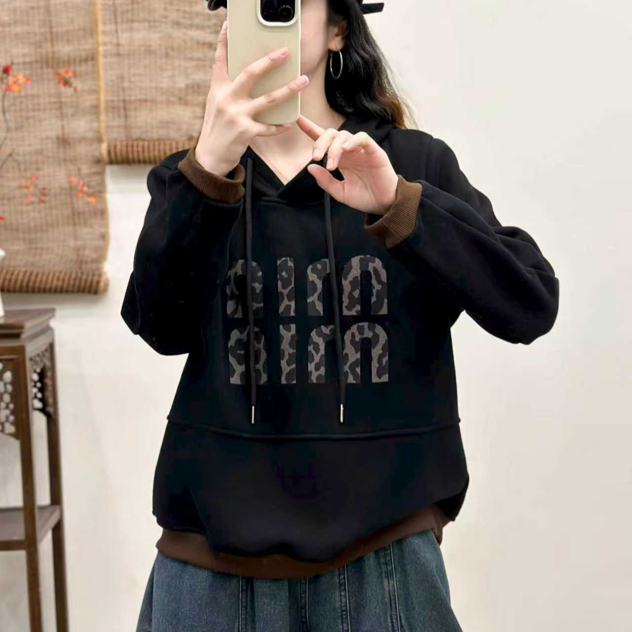18859新款秋冬加绒休闲卫衣百搭显瘦