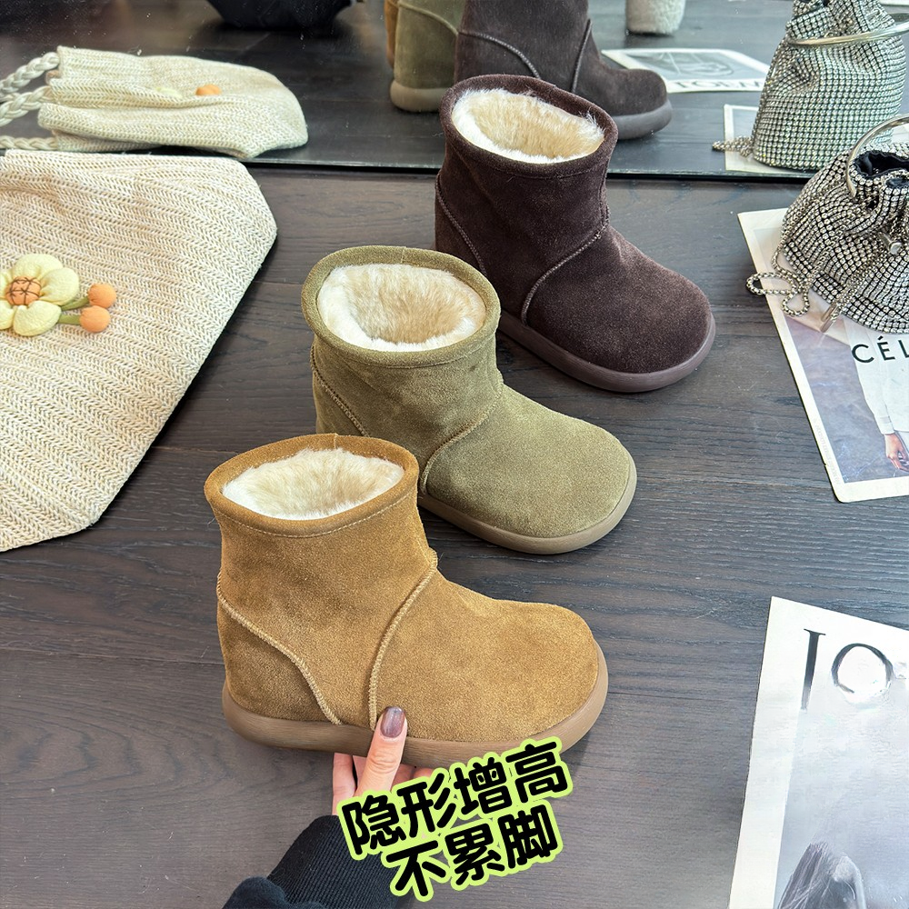 8CM小土豆勃肯鞋冬季加绒保暖雪地靴女厚底防滑短靴棉鞋增高靴子