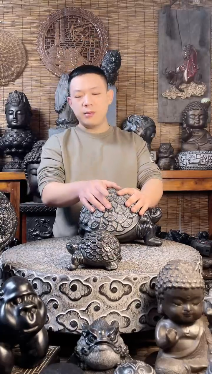 【闪购商品】13金钱龟天然青石雕刻