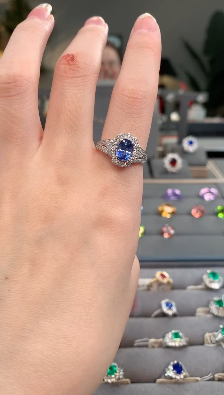 【闪购商品】蓝宝石戒指铂Pt950镶嵌蓝宝石