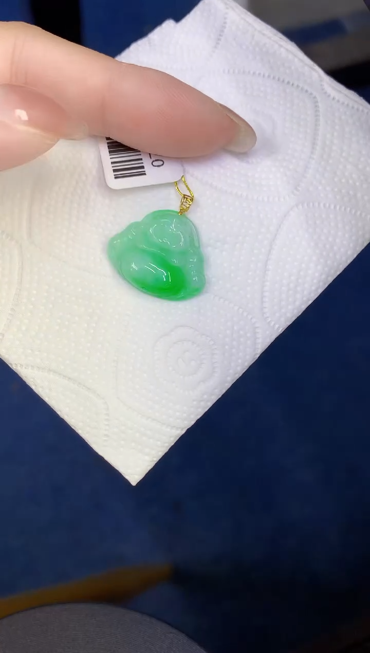 颈饰18K金镶嵌翡翠缅甸天然翡翠a货