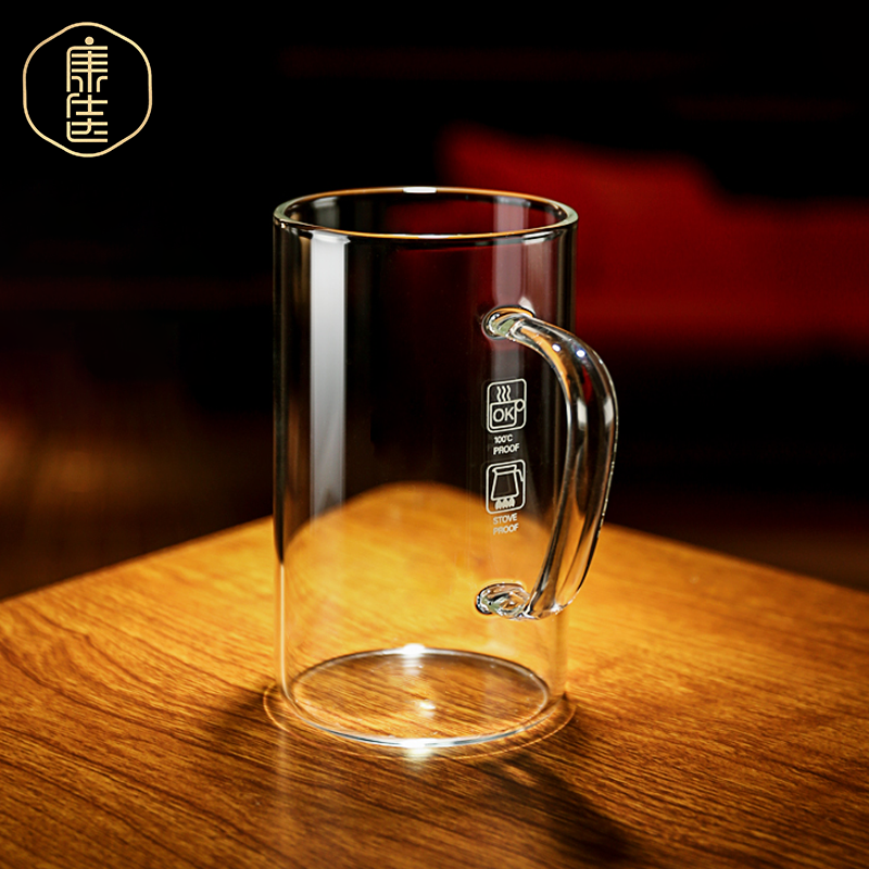 高硼硅玻璃绿茶杯耐热清简杯男士泡茶家用办公专用麻将水杯