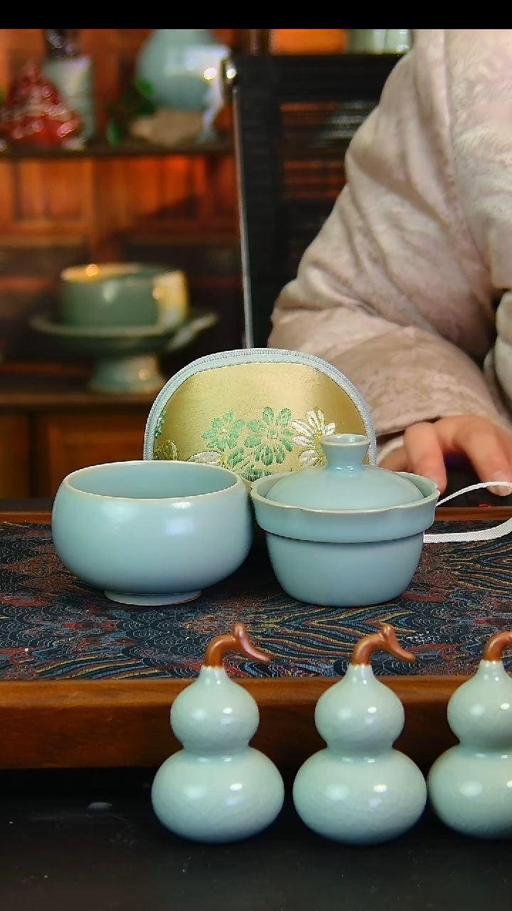 瓷片仿古旅行套组带便携装