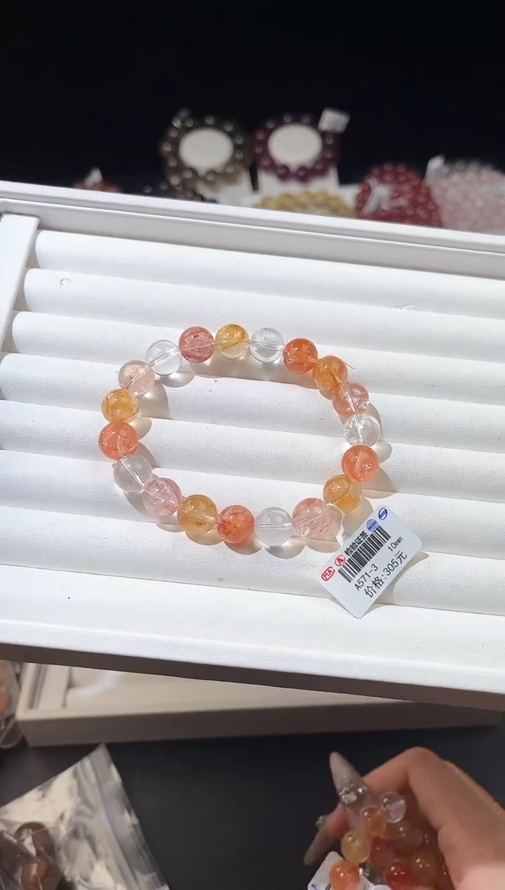 【闪购商品】水晶手链未镶嵌多样性发一彩胶花10mm