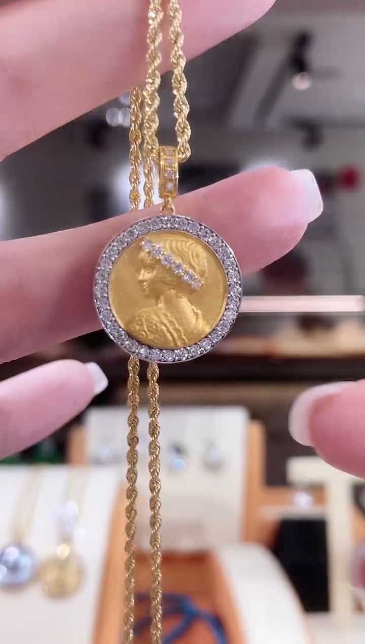 实验室培育钻石18K金镶嵌颈饰项链