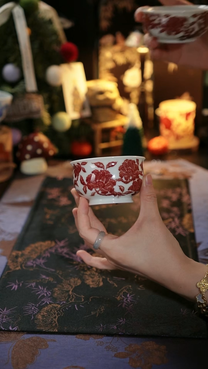 勤义堂 全红山茶花高炉式杯