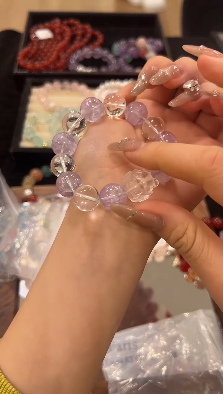 未镶嵌手链水晶紫水设计款手串