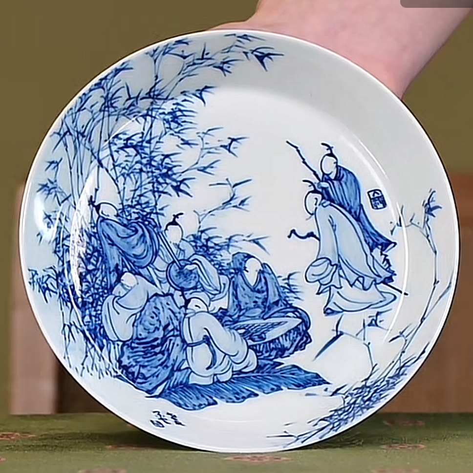 【小乔赏瓷】古聿老友珍玩青花无相人物壶承竹林七贤guyu31